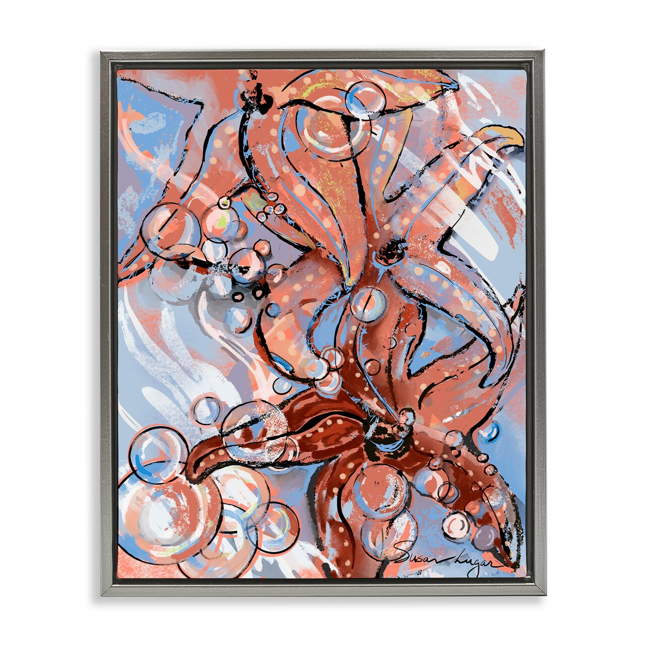 Stupell Industries Aquatic Starfish And Bubbles Floating Frame, design by Susan Lugar